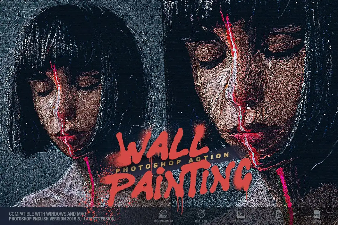 Wall Painting Photoshop Action 11 wall painting photoshop action 17187