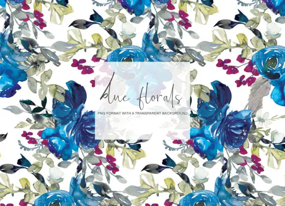 Watercolor Blue Seamless Pattern Set
