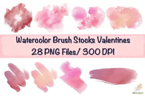 Watercolor Brush Stocks Valentines 7 watercolor brush stocks valentines 17214