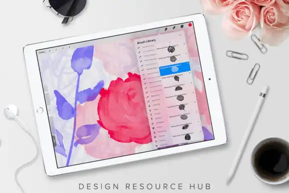 Procreate Calligraphy Brushes and Palettes Bundle - 23 Packs 3 watercolor flowers procreate stamps graphics 26007747 3 580x387 33281