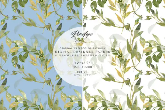 Watercolor Leafy Seamless Pattern Pack 7 watercolor leafy seamless pattern pack 2 25528