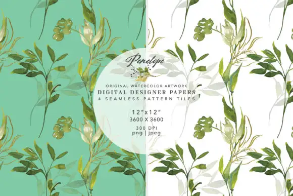 Watercolor Leafy Seamless Pattern Pack 3 watercolor leafy seamless pattern pack 3 27146