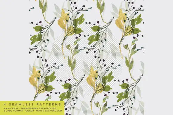 Watercolor Leafy Seamless Pattern Pack 9 watercolor leafy seamless pattern pack 5 25151