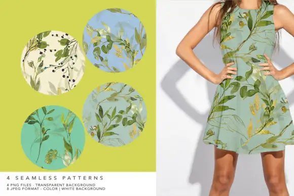 Watercolor Leafy Seamless Pattern Pack 11 watercolor leafy seamless pattern pack 8 24657