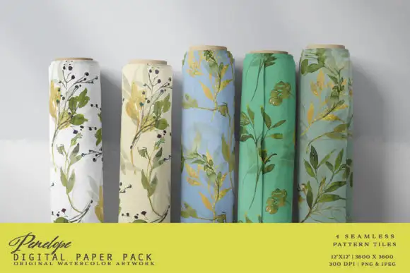 Watercolor Leafy Seamless Pattern Pack 10 watercolor leafy seamless pattern pack 9 25095