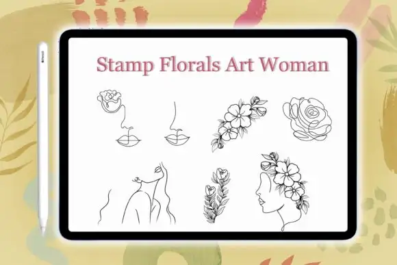 Woman Beautiful and Florals Stamp Brush 4 woman beautiful and florals stamp brush graphics 12590288 4 580x387 23798