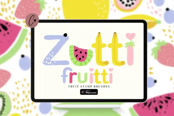 Procreate Brushes and Palettes Bundle - 27 Packs 3 zutti fruitti procreate stamp brushes graphics 17174182 1 1 580x387 20891