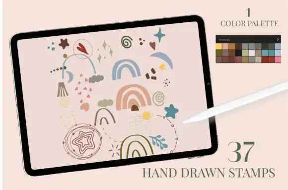 Abstract Boho Rainbow Procreate Stamps