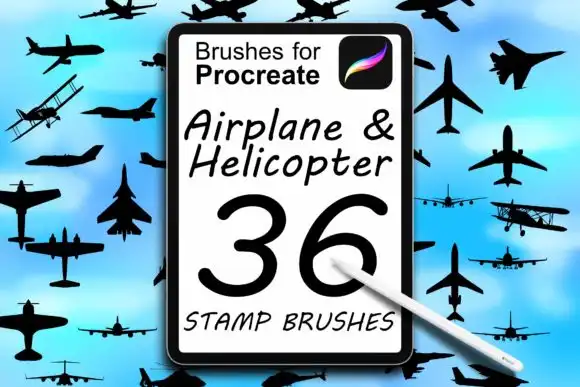 36 Airplane & Helicopter for Procreate