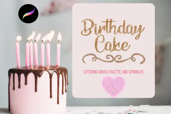 Birthday Cake Procreate Lettering Brush