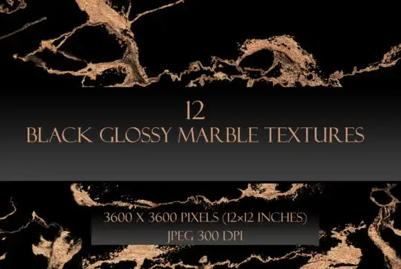 Black & Gold Glossy Marble Textures