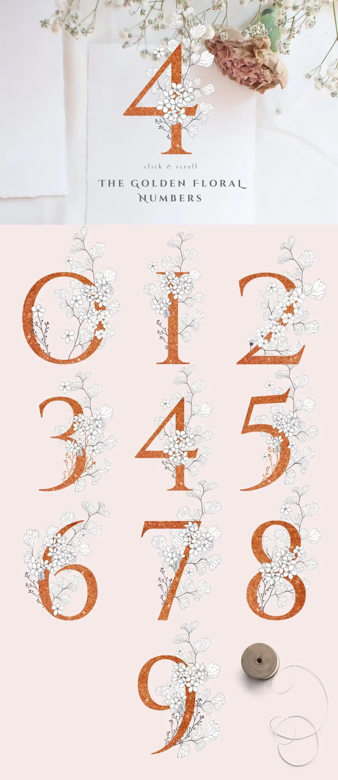 Blooming Gold Floral Letters Numbers 5 blooming gold floral letters numbers (7) 45265
