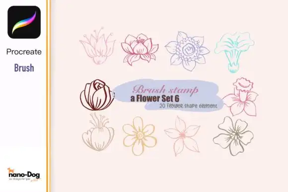 Botanical Flower procreate brush stamp 4 botanical flower procreate brush stamp graphics 11543530 1 1 580x387 43841