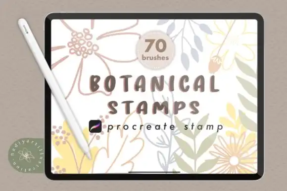 Botanical Procreate Stamp, Flower Stamp