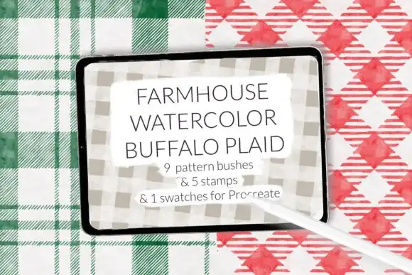 Buffalo Plaid Watercolor Pattern Brushes
