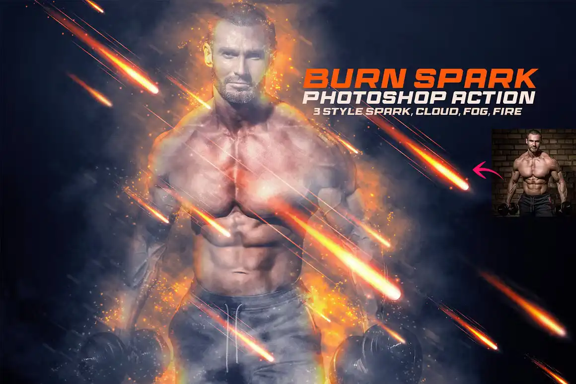 Burn Spark Effect Photoshop Action Free Download