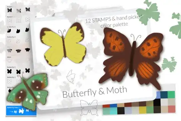 Butterfly and Moth Procreate Stamp Brush