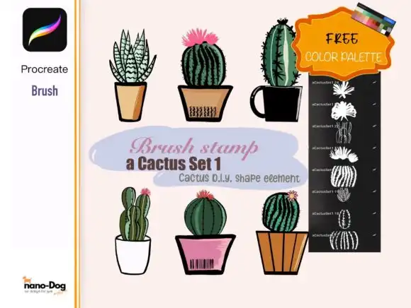 cactus Shape procreate brush stamps