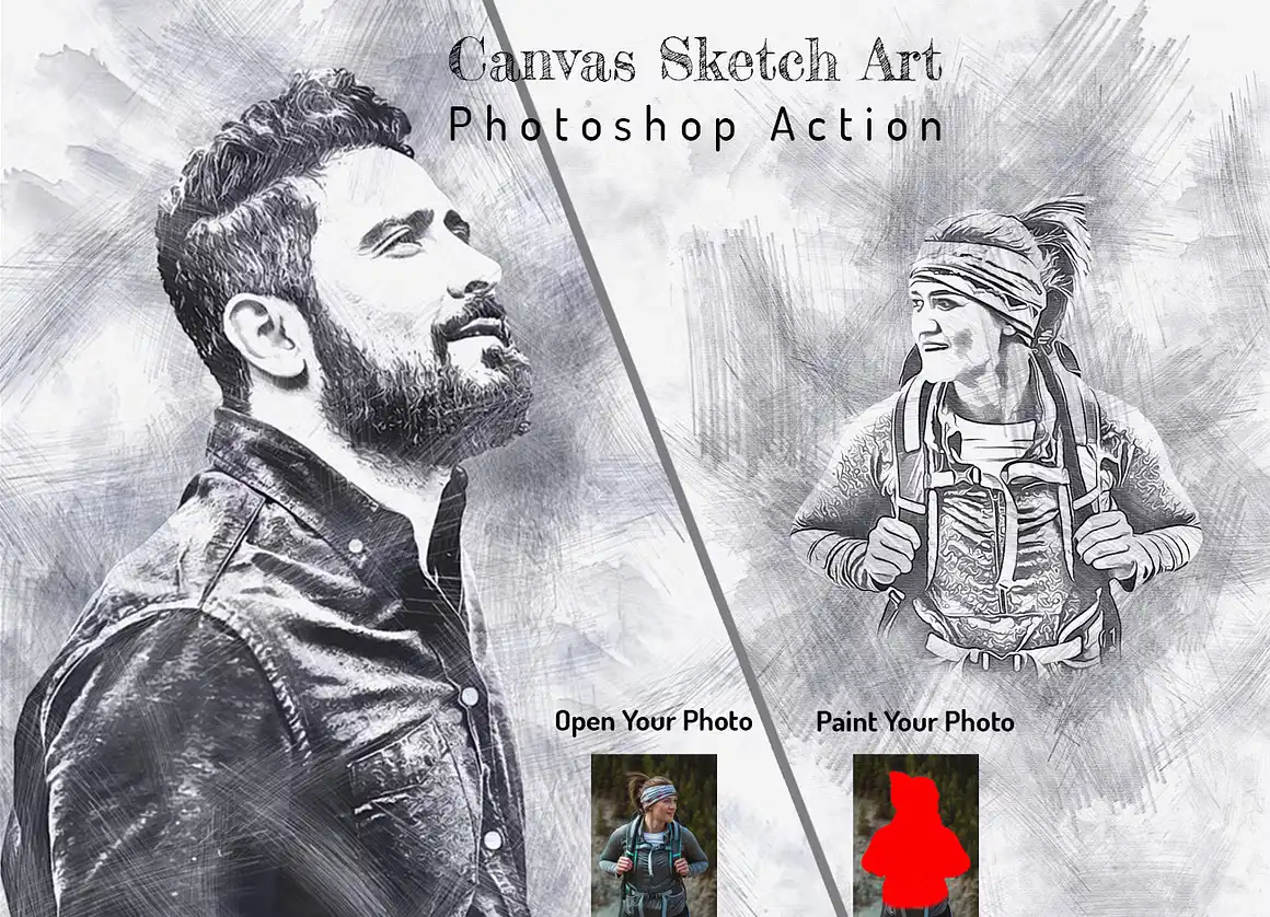 Canvas Sketch Art PS Action
