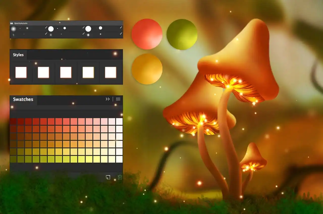 Adobe Photoshop Cartoon Color Palettes Bundle - 4 Packs 6 cartoon autumn swatches 30460