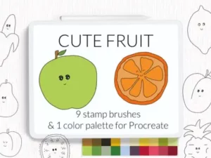cute fruit procreate stamp brushes graphics 27709956 1 1 580x387 35606