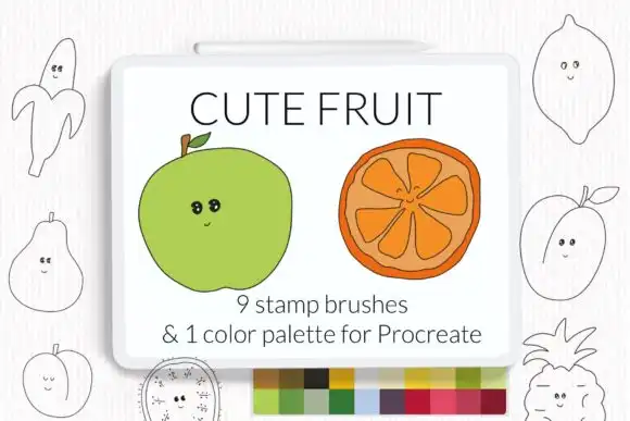 Cute Fruit Procreate Stamp Brushes