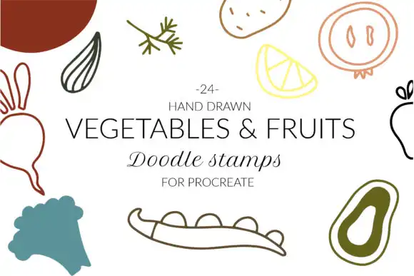 Doodle Abstract Veggies, Fruit Stamps
