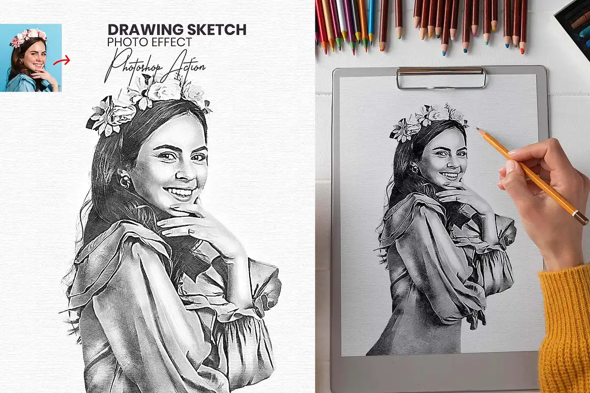 Drawing Sketch Photoshop Action