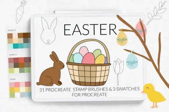 Easter Procreate Stamps Brushes. Rabbit