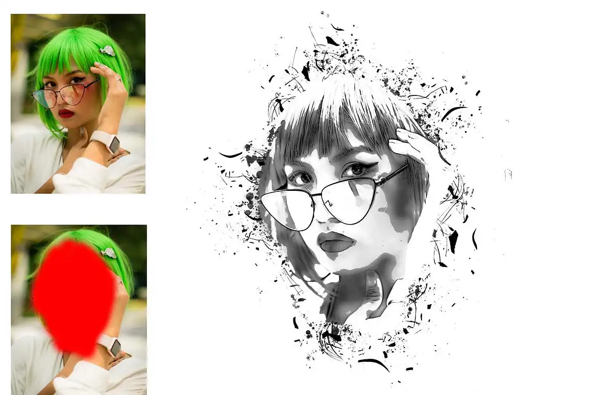 Easy Ink Art Photoshop Action 10 easy ink art photoshop action02 40520