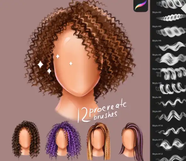 HAIR STYLE brushes for procreate app 5 hair style brushes for procreate app 34288