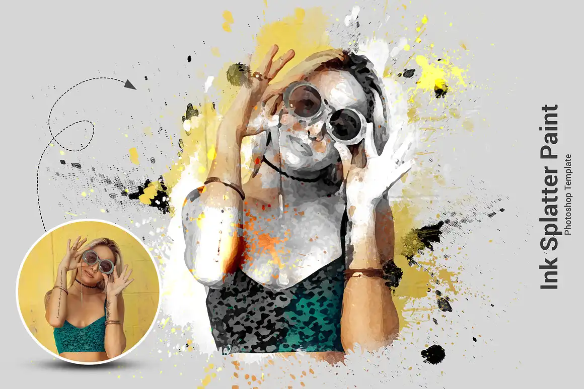 Ink Splatter Portrait Paint Effect Free Download