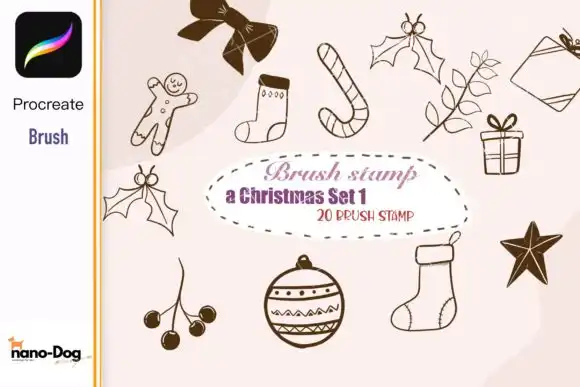 Merry Christmas Procreate brush stamp v1