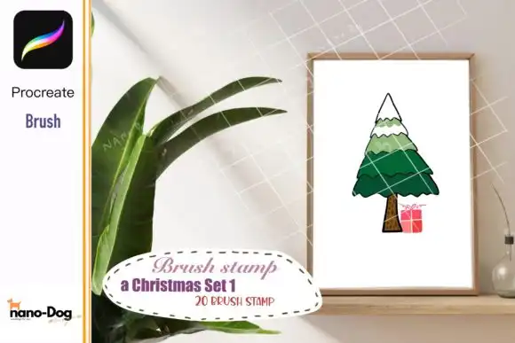 Merry Christmas Procreate brush stamp v2