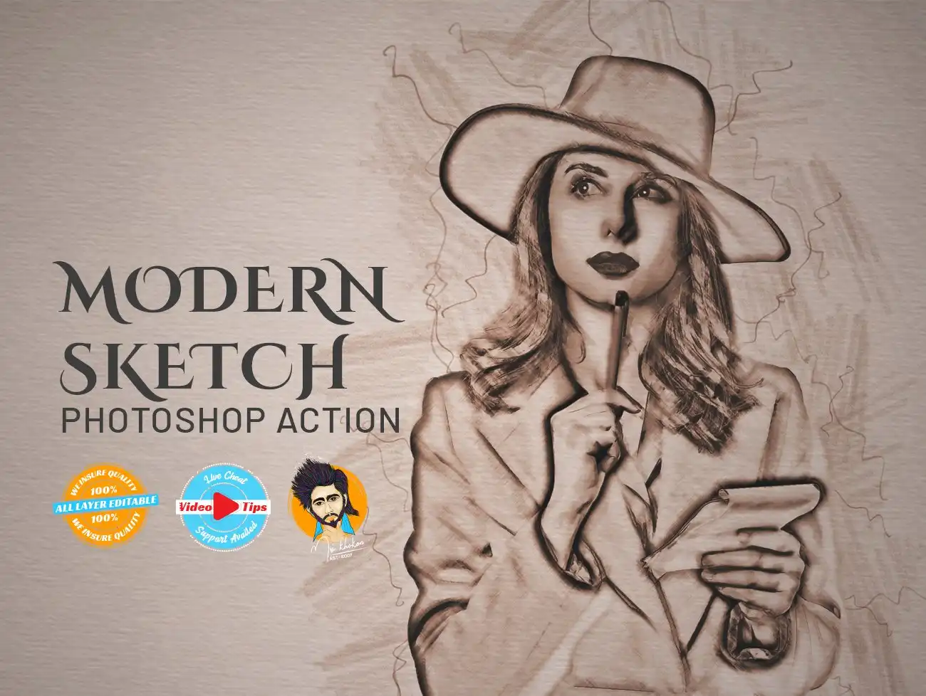 Modern Sketch Photoshop Action 4 modern sketch photoshop action02 41148
