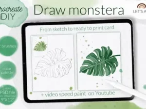 monstera procreate watercolor kit graphics 27525621 1 1 580x387 35639