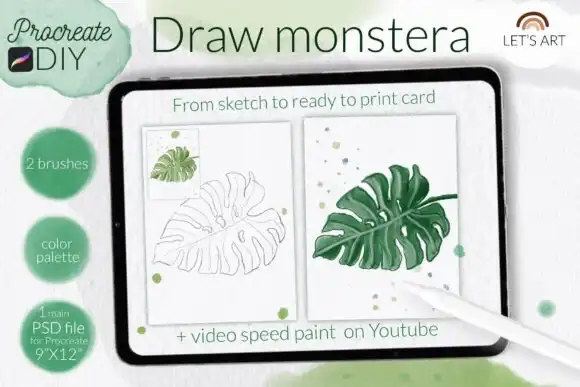 Monstera Procreate Watercolor Kit