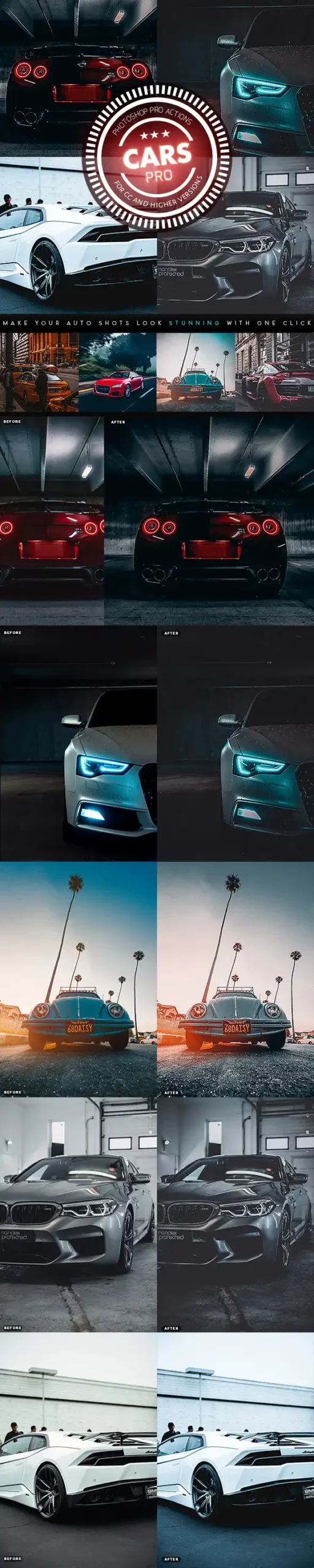 Adobe Photoshop Pro Actions and Presets Bundle - 8 Items 6 pro cars photoshop actions 29293