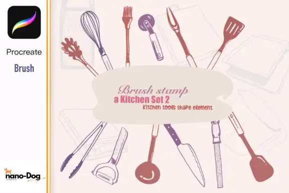 Procreate 20 kitchen tool Brush v2