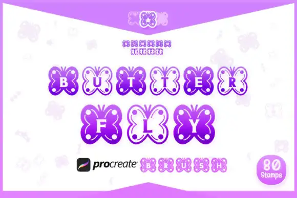 Procreate Brush Butterfly Alphabet a-z