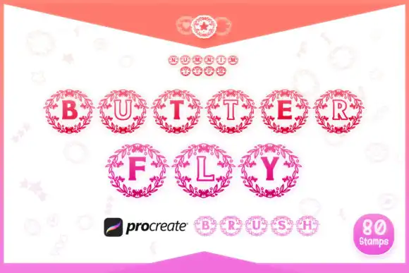 Procreate Brush Butterfly Wreath Letters
