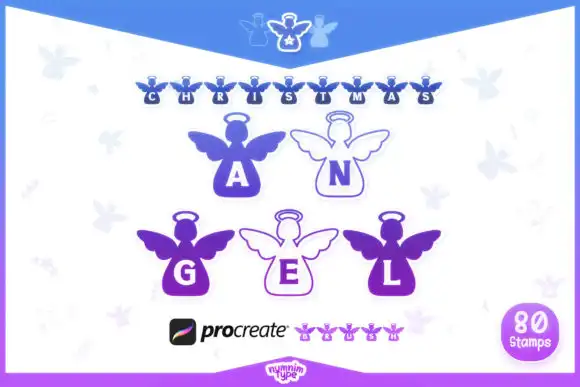 Procreate Brush Christmas Angel Alphabet 6 procreate brush christmas angel alphabet 44054