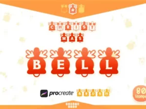 procreate brush christmas bell alphabets 44072