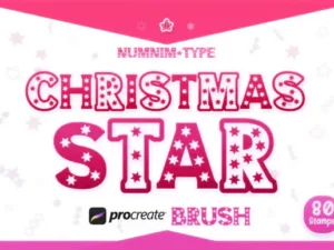procreate brush christmas star alphabets 44354