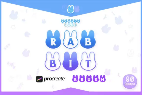 Procreate Brush Easter Rabbit Alphabet