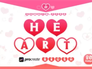procreate brush heart monogram alphabet 44014