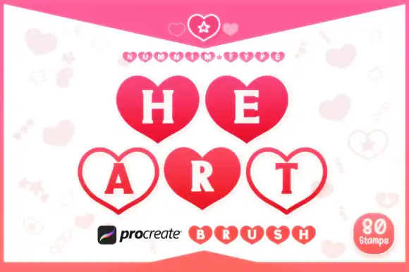Procreate Brush Heart Monogram Alphabet