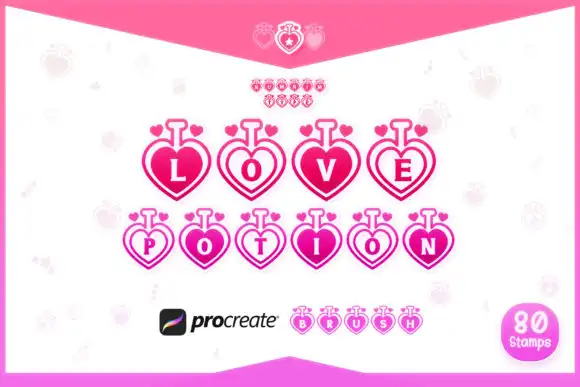 Procreate Brush Love Potion Alphabet a-z