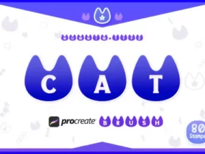 procreate brush stamp cat shape alphabet 43952