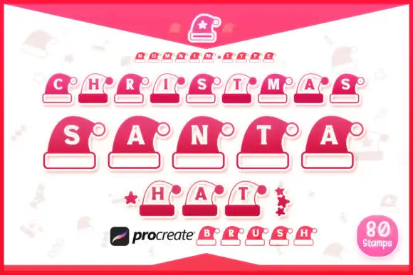 Procreate Brush Stamp Christmas SantaHat